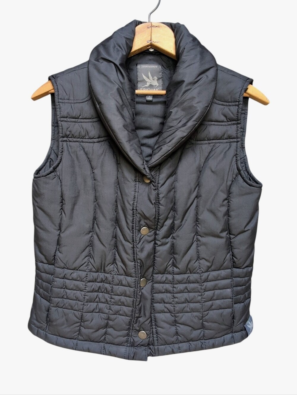 Spiewak Women's Gray Quilted Puffer Vest Shawl Collar Women's Size SMALL